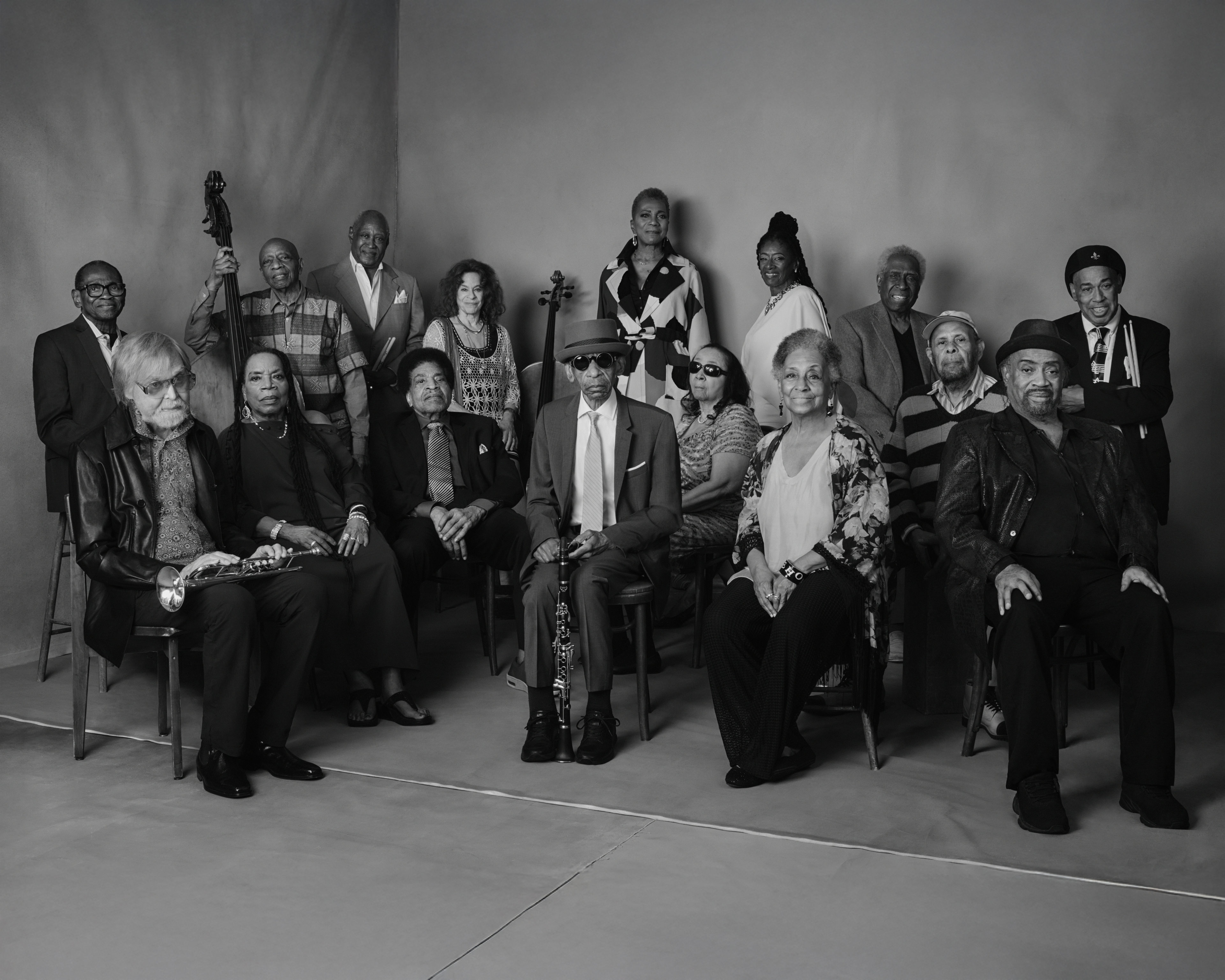 Group photo of the 16 jazz Fellows